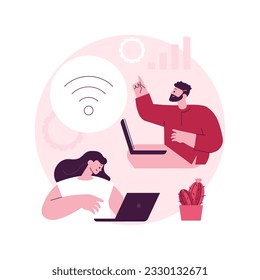 Abstraktes Konzept für Wi-Fi-Verbindung, Vektorgrafik. Internet-Kommunikationstechnologie, kostenloser öffentlicher Wi-Fi-Service, drahtloser Geräteanschluss, Mobiltelefon, abstrakte Metapher für den Netzwerkzugang.