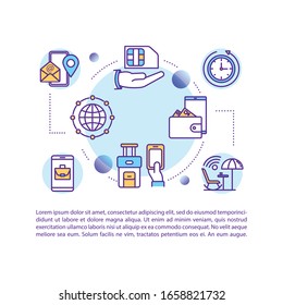 Wi-fi connection concept icon with text. Hotel and inflight Wifi other paid Internet services. PPT page vector template. Brochure, magazine, booklet design element with linear illustrations