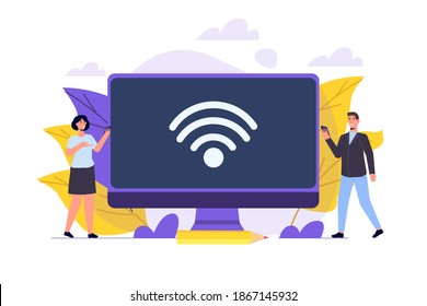 WiFi Connection concept. Remote connected devices. Vector illustration.