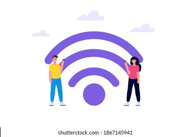 WiFi Connection concept. Remote connected devices. Vector illustration.