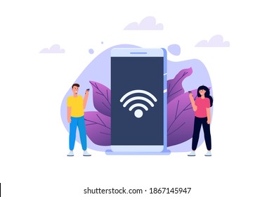 WiFi Connection concept. Remote connected devices. Vector illustration.