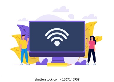 WiFi Connection concept. Remote connected devices. Vector illustration.