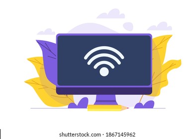 WiFi Connection concept. Remote connected devices. Vector illustration.