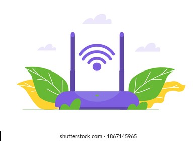 WiFi Connection concept. Remote connected devices. Vector illustration.