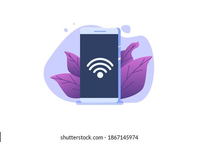 WiFi Connection concept. Remote connected devices. Vector illustration.