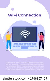 WiFi Connection concept. Remote connected devices. Vector illustration.