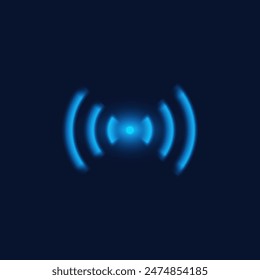 Wi-Fi connection concept. Vector illustration showing glowing blue waves representing a wireless signal, ideal for technical and networking topics. Isolated background.