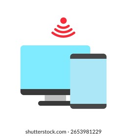Wifi-Verbindung flache Farbe, Mini-Illustration Symbol. Nutzung für modernes Konzept, Print, UI, UX-Kit, Web- und App-Entwicklung. Vektor in Bezug auf Remote-Arbeit, Arbeit von zu Hause.