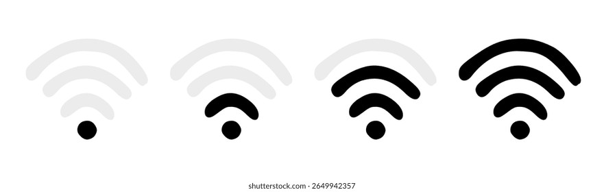 Wi-fi connection hand drawn icon strength of network connection round icons internet available wifi symbols