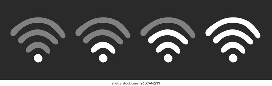 Wi-fi connection hand drawn icon strength of network connection round icons internet available wifi symbols handmade