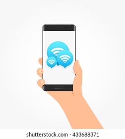 Wi-fi Connection Icon Bubbles Phone Vector Illustration
