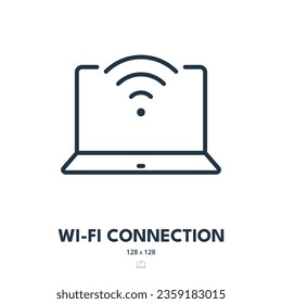 Icono de conexión Wi-Fi. Internet, Red, Señal. Stroke editable. Icono de vector simple