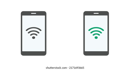 wifi connection icon on smart phone in modern flat design isolated on white background in two different styles. vector illustration eps10.