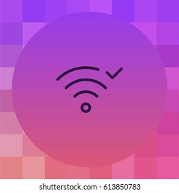 Wifi connection icon. Wireless network connected sign with tick