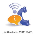 Wifi connection information with landline phone flat illustration