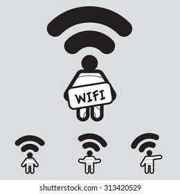 Wifi Connection Man Icon, vector illustration