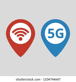 Wifi connection map pointer on grey background. Vector illustration