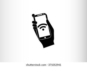 Wifi connection on smartphone screen. Flat design vector illustration.