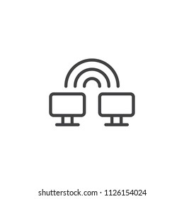 WIFI Connection outline icon. linear style sign for mobile concept and web design. Networking simple line vector icon. Symbol, logo illustration. Pixel perfect vector graphics
