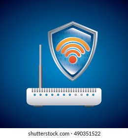 wifi connection and router icon vector illustration design