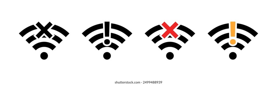 Wi-fi connection set icons. Linear and flat style. Vector icons.