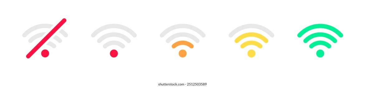 Wi-fi connection set icons. Linear and flat style. Vector icons.