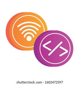 wifi connection signal button icon vector illustration design