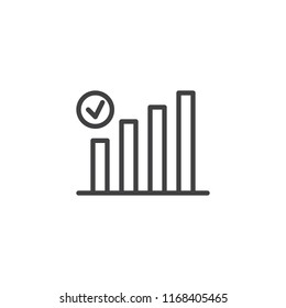 Wifi connection signal icon with check mark outline icon. linear style sign for mobile concept and web design. Bar chart line vector icon. Symbol logo illustration. Pixel perfect vector