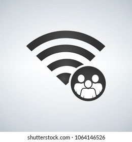 Wifi connection signal icon with crowd or users in the circle. vector illustration isolated on modern background.