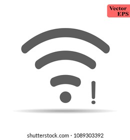 Wifi connection signal icon with exclamation mark. vector illustration isolated on modern background.