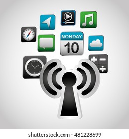 wifi connection signal icons vector illustration design