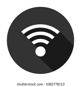 wifi connection signal vector icon with shadow, wave signal sign, wireless internet connection icon