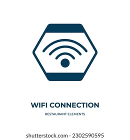 wifi connection vector icon. wifi connection, wifi, network filled icons from flat restaurant elements concept. Isolated black glyph icon, vector illustration symbol element for web design and mobile 