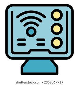 Wifi data food icon outline vector. Smart app. Computer robot color flat