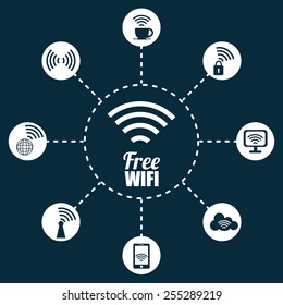 Wi-fi design over black background, vector illustration.