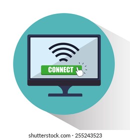Wi-fi design over white background, vector illustration.