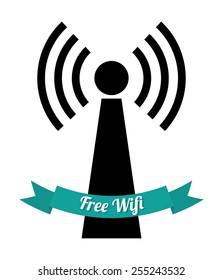 Wi-fi design over white background, vector illustration.