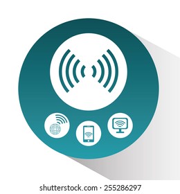Wi-fi design over white background, vector illustration.