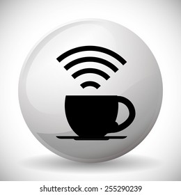 Wi-fi design over white background, vector illustration.