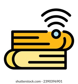 Wifi digital reading icon outline vector. Online study. Read education color flat