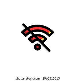 Wifi Disable Icon, isolated on white. User Interface Outline Icon.
