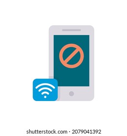 Ilustración de diseño de icono plano de inhabilitación de wifi. Símbolo de aplicación web y móvil sobre archivo EPS 10 de fondo blanco