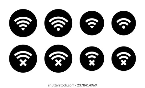 Wifi und trennen Sie die Wireless-Netzwerk-Symbol Vektorgrafik. Internet-Offline-Zeichen-Symbol