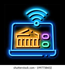 wi-fi Verteilung durch Gerät neon Leuchtzeichen Vektor. Glühende Icon-Wi-Fi-Verteilung durch Gerätezeichen. transparente Symbolillustration