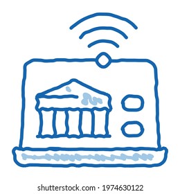 wi-fi distribution through device sketch icon vector. Hand drawn blue doodle line art wi-fi distribution through device sign. isolated symbol illustration