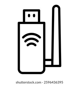 Wifi Drive Vector Line Icon Design
