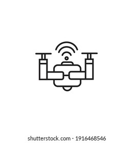 wifi drone line icon. Vector illustration on white background. Use for ui and ux, website or mobile application.