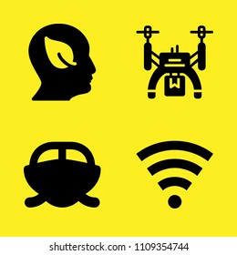 wifi, drone, speedboat and profile vector icon set. Sample icons set for web and graphic design