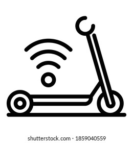 Wifi electric scooter icon. Outline wifi electric scooter vector icon for web design isolated on white background