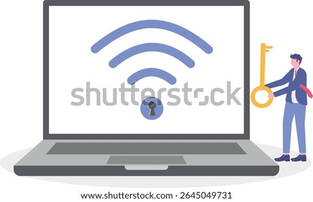 Wifi encryption, wireless security or safety for internet connection, network protection or mobile access,

